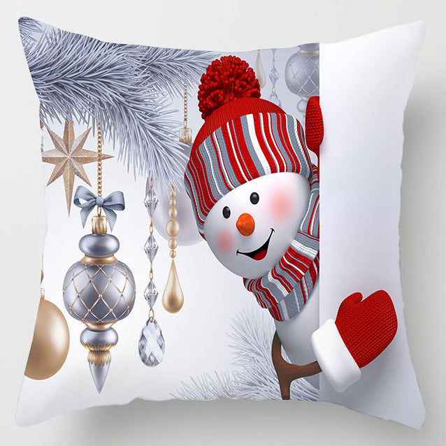 Christmas Snowman Plush Pillow Cover for Sofa