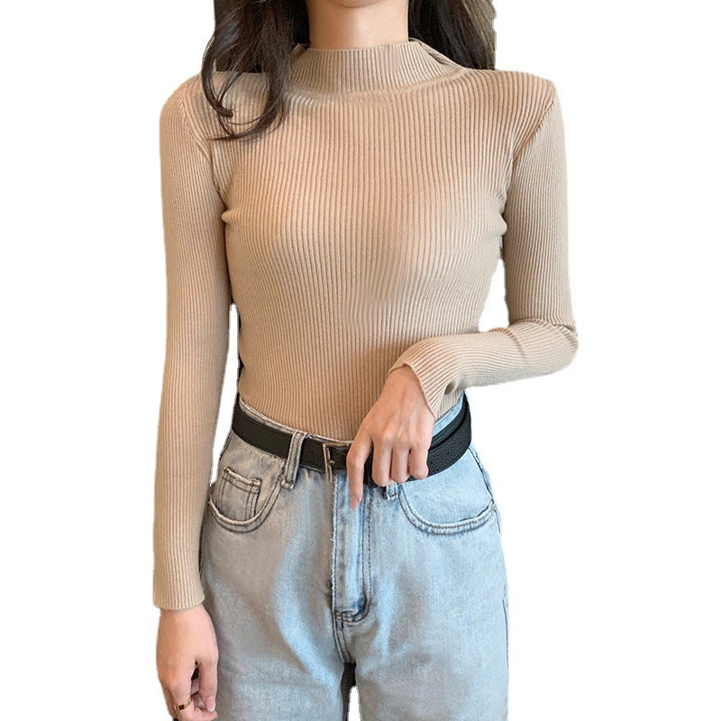 2023 Korean Slim Fit Turtleneck Knit Top for Women