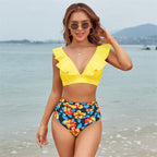 2022 High Waist Bikini with Flounce Swimwear