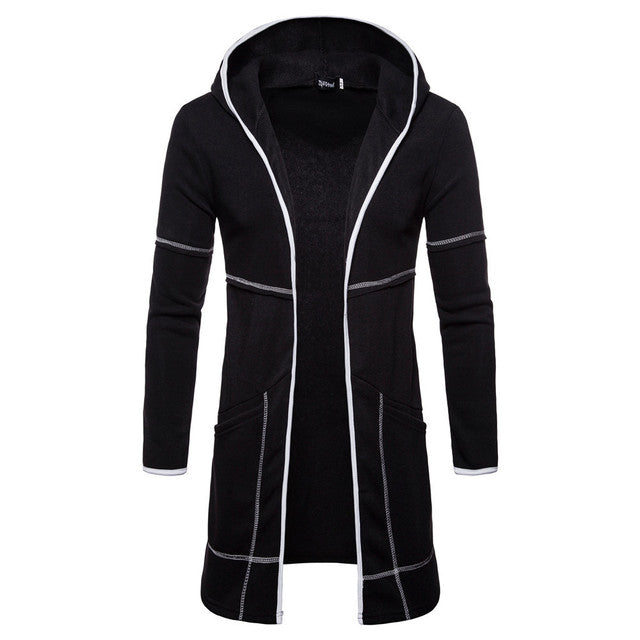 2024 Men's Solid Hooded Long Sleeve Trench Coat