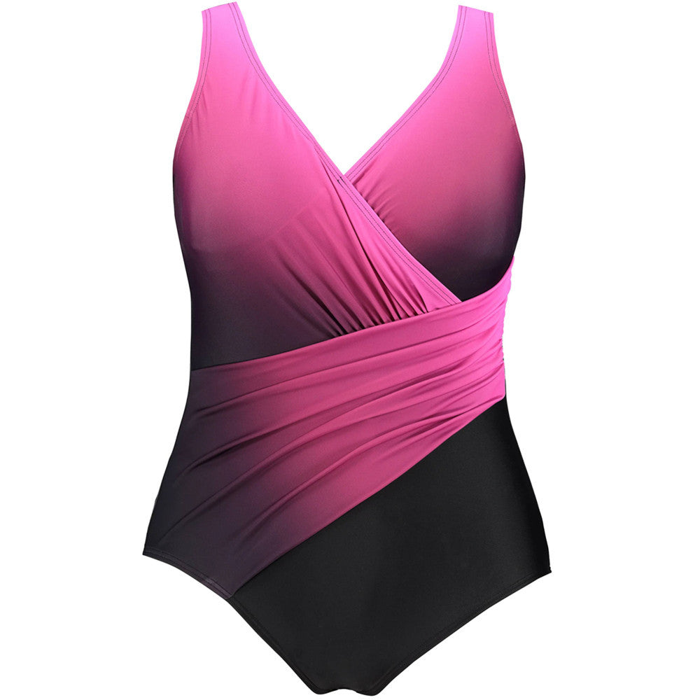 Plus Size Women's High Waist Gradient Swimsuit Dress