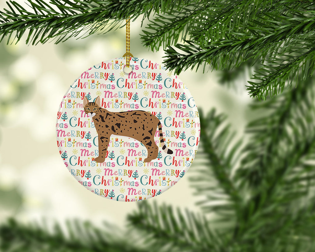 Savannah #1 Cat Christmas Ceramic Ornament