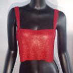 Bling Rhinestones Crop Top with Full Sequins