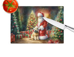 Wheaten Terrier and Santa Claus Glass Cutting Board