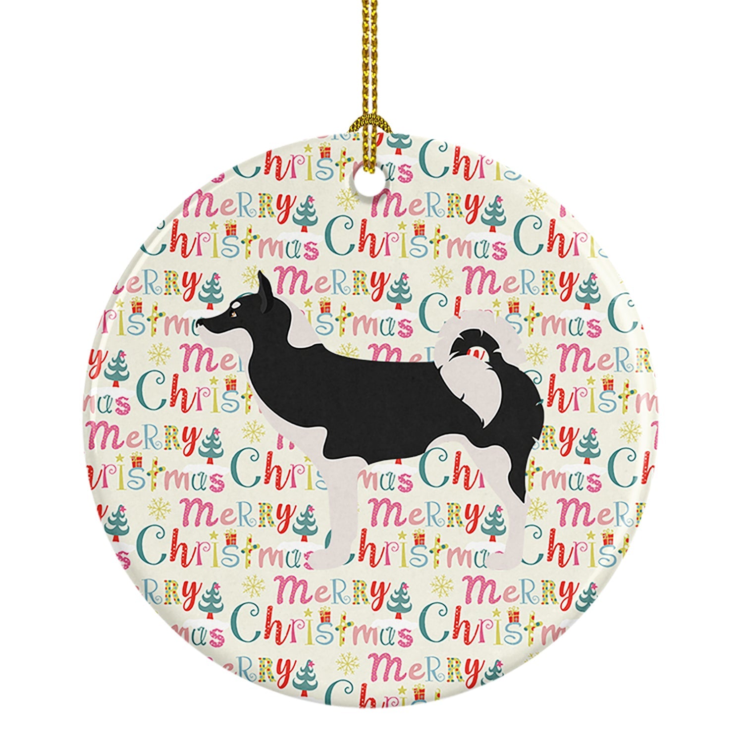 Greenland Dog Merry Christmas Ceramic Ornament