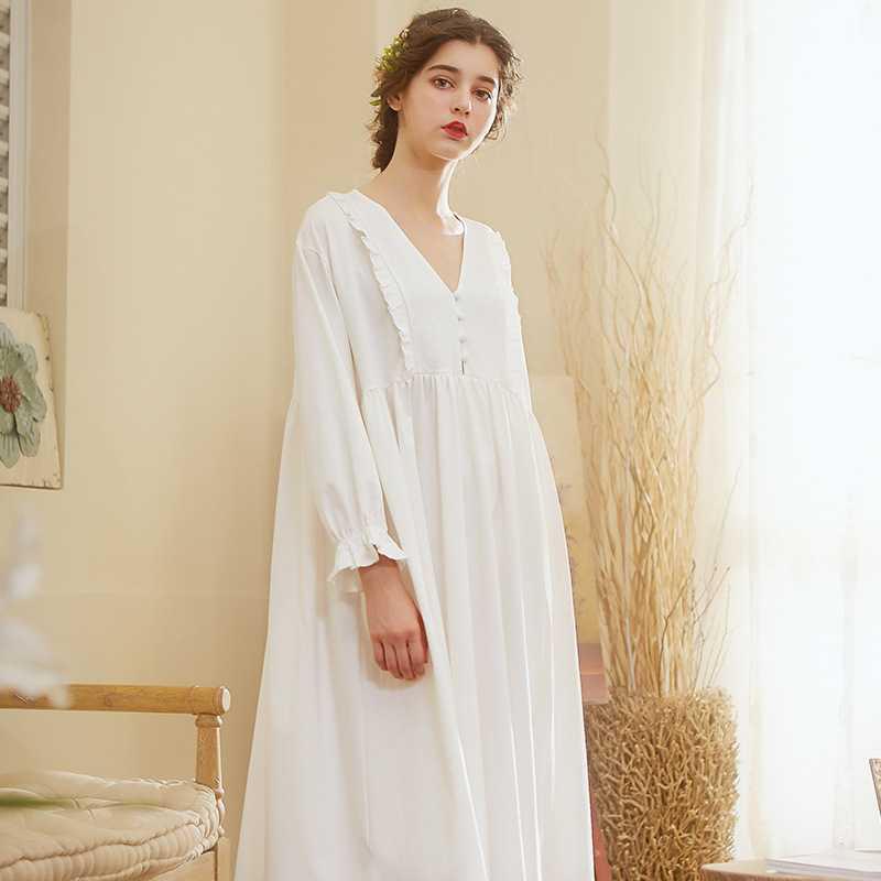 Autumn Winter Women's Loose Long Sleeve Nightgown