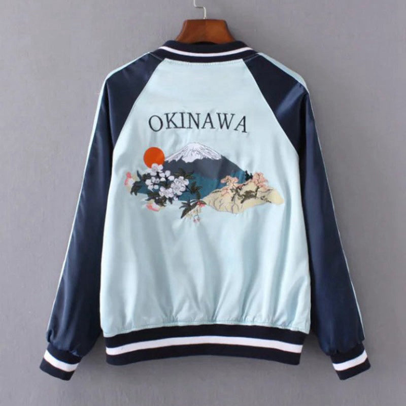 Reversible Tiger Mount Fuji Embroidered Jacket for Women