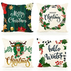 Merry Christmas Linen Cushion Cover 18x18 Inch