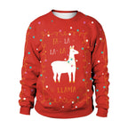 Digital Christmas Alpaca Print Crew Neck Sweatshirt | Streetwear