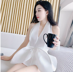 2020 Spring/Summer Vintage Deep V Satin Halter Top