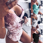 One-Shoulder Velvet Bodysuit