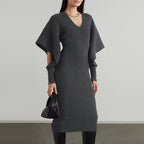 Casual Wool Dress with Dolman Sleeves for Fall/Winter