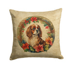 Cavalier Spaniel Christmas Flowers Throw Pillow