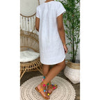 Women's Short Sleeve V-Neck Dress for Autumn/Summer