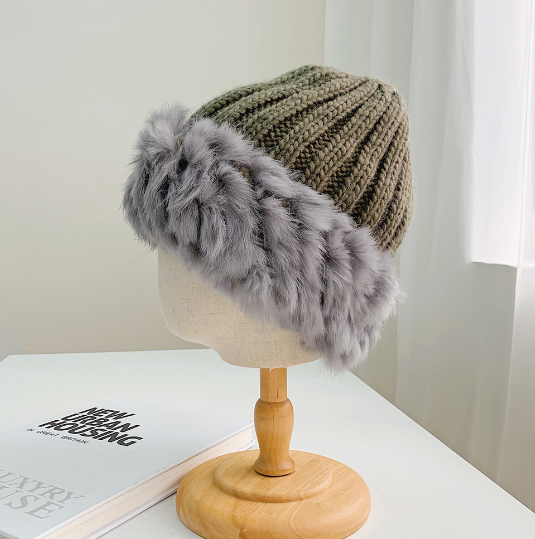 Women's Wool and Fur Spliced Fisherman's Hat | Embroidered Cap