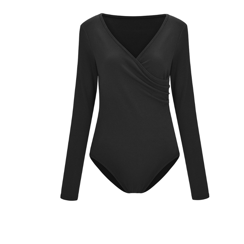 V-Neck Long Sleeve Casual Bodysuit
