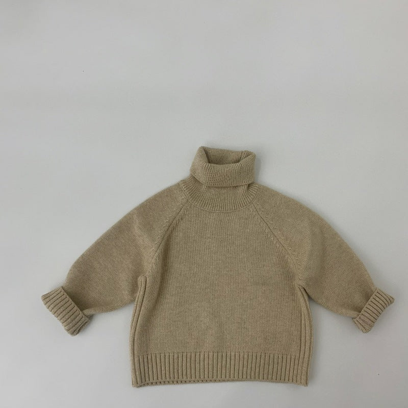 Thick Needle Solid Color Turtleneck Sweater for Kids