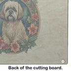 Lhasa Apso Christmas Flowers Glass Cutting Board