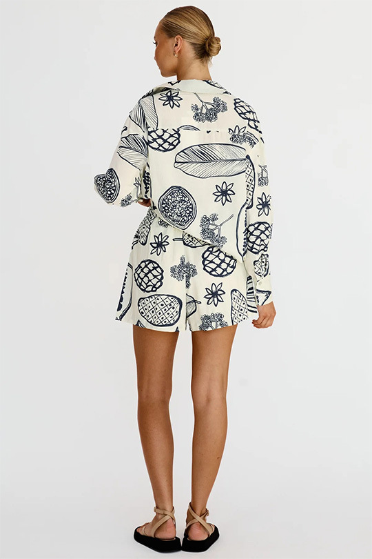 Fruit Print Shorts & Cardigan Set