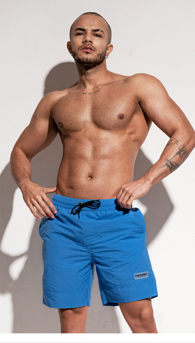 Men's Army Green Solid Swim Trunks
