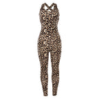 Leopard Print Hollow Out Sports Bodysuit