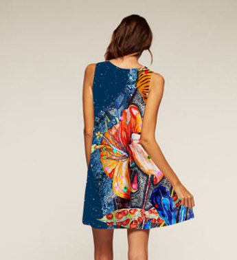 Floral Midi Dress with Round Neck Design