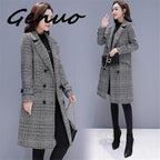 Wool Blend Winter Women's Trench Coat - Casual Cardigan