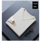 Men's V-Neck Loose Solid Color Knitted Sweater