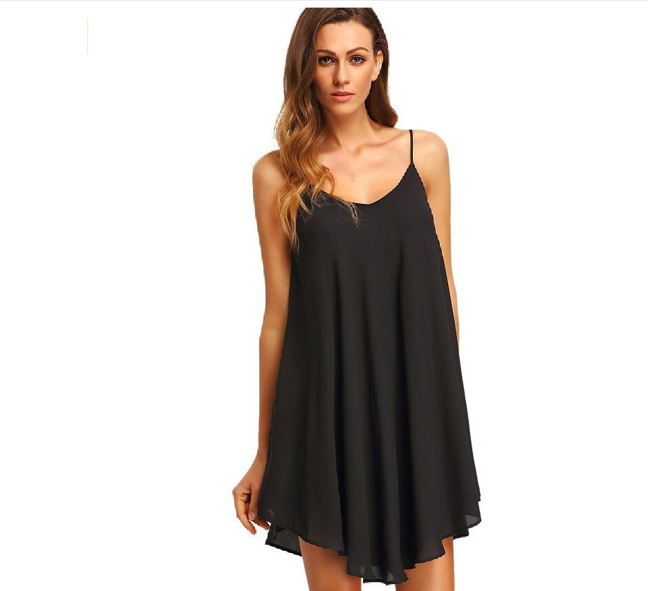 Women's Dress - Sleeveless Short Skirt Design