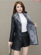 SEPARQI Women's Slim Fit Faux Fur Leather Jacket