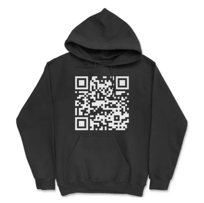 New European And American QR Code Printed Long Sleeved Hoodie | Streetwear