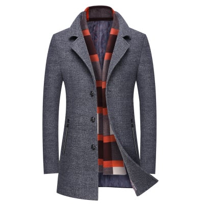 Woolen Coat with Scarf Collar