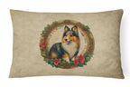 Sheltie Christmas Flowers Throw Pillow