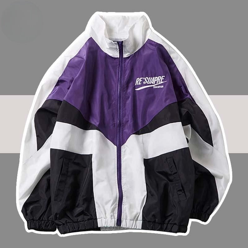 Men's Patchwork Embroidery Bomber Varsity Jacket