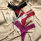 1pc Women's Seamless Lace Ice Silk Thin Strap Thong