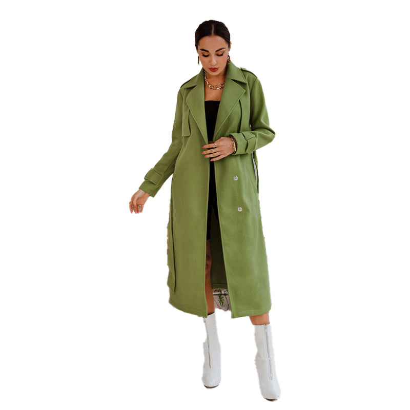 Mid-Length Loose Women's Over-the-Knee Woolen Coat