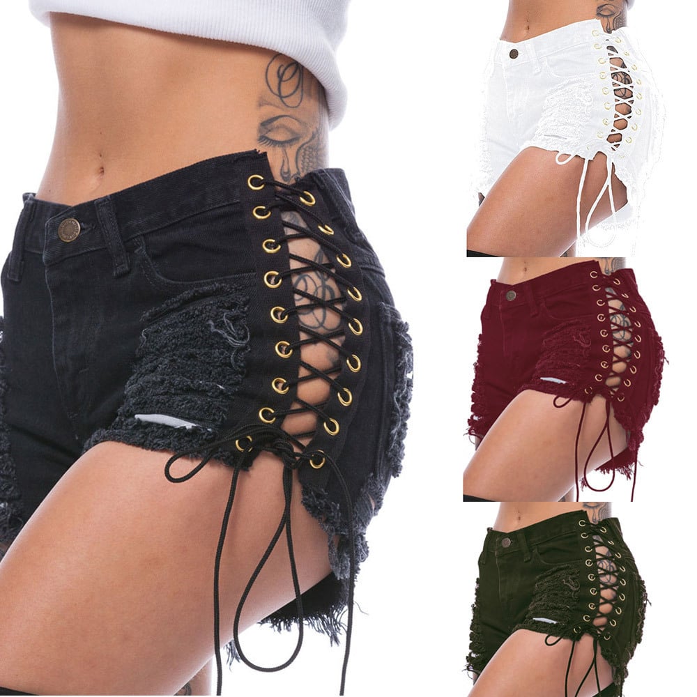 Torn Women's Jeans and Bandage Hot Pants for Nightclub
