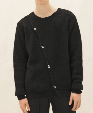 Oblique Placket Thick Knit Sweater in Euro-American Style