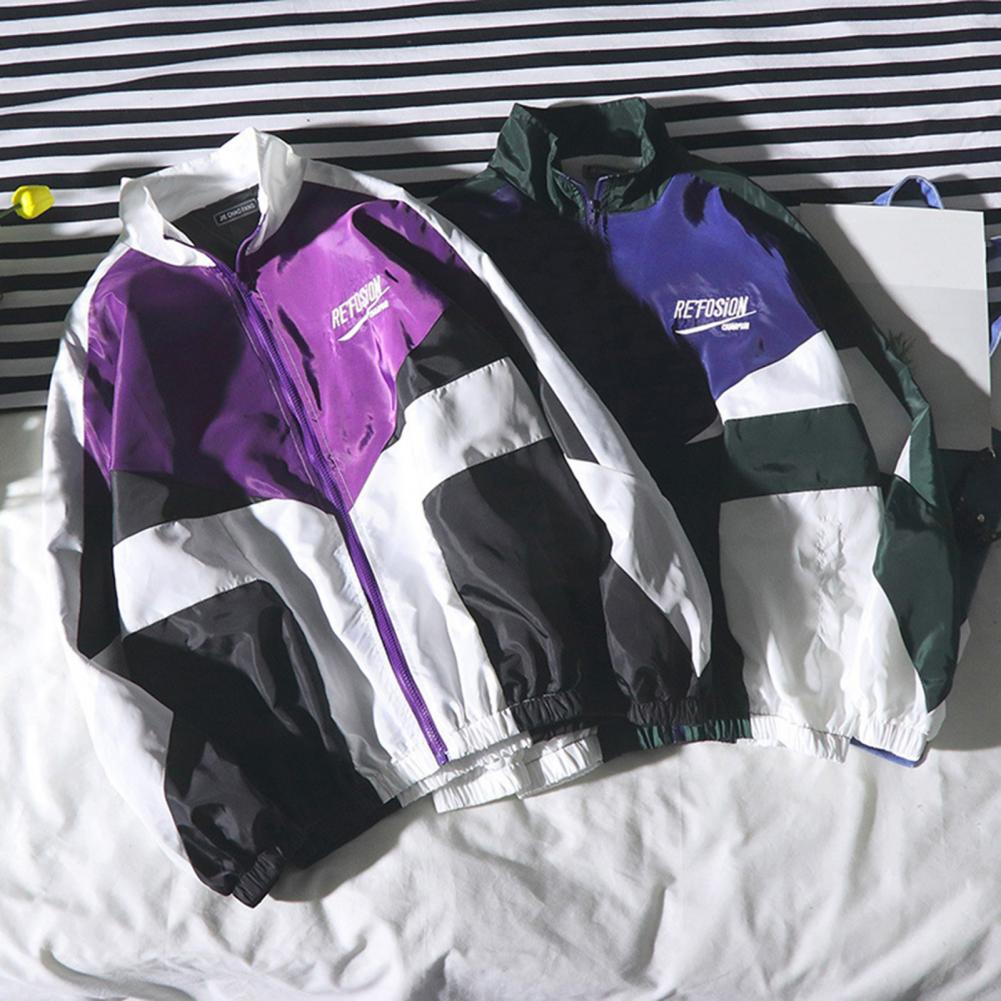 Hip Hop Patchwork Windbreaker Jacket for Men and Women