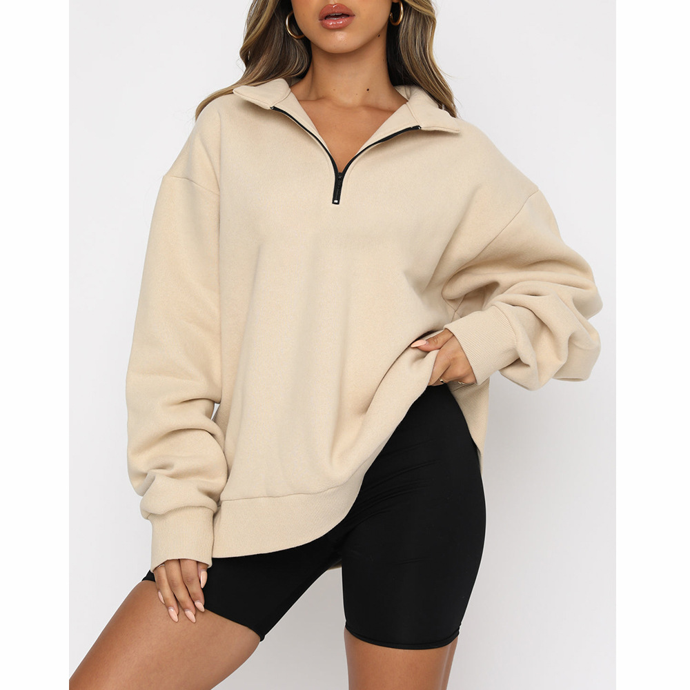 Half-Zip Long Sleeve Pullover Sweatshirt | Streetwear