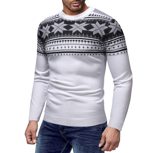 Men's Christmas Sweater with Geometric Patterns