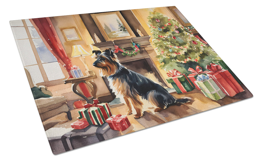 Australian Terrier Cozy Christmas Glass Cutting Board