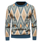 Lingge Slim Jacquard Knit Sweater Fashion Top