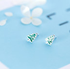 Silver Christmas Tree Stud Earrings for Women