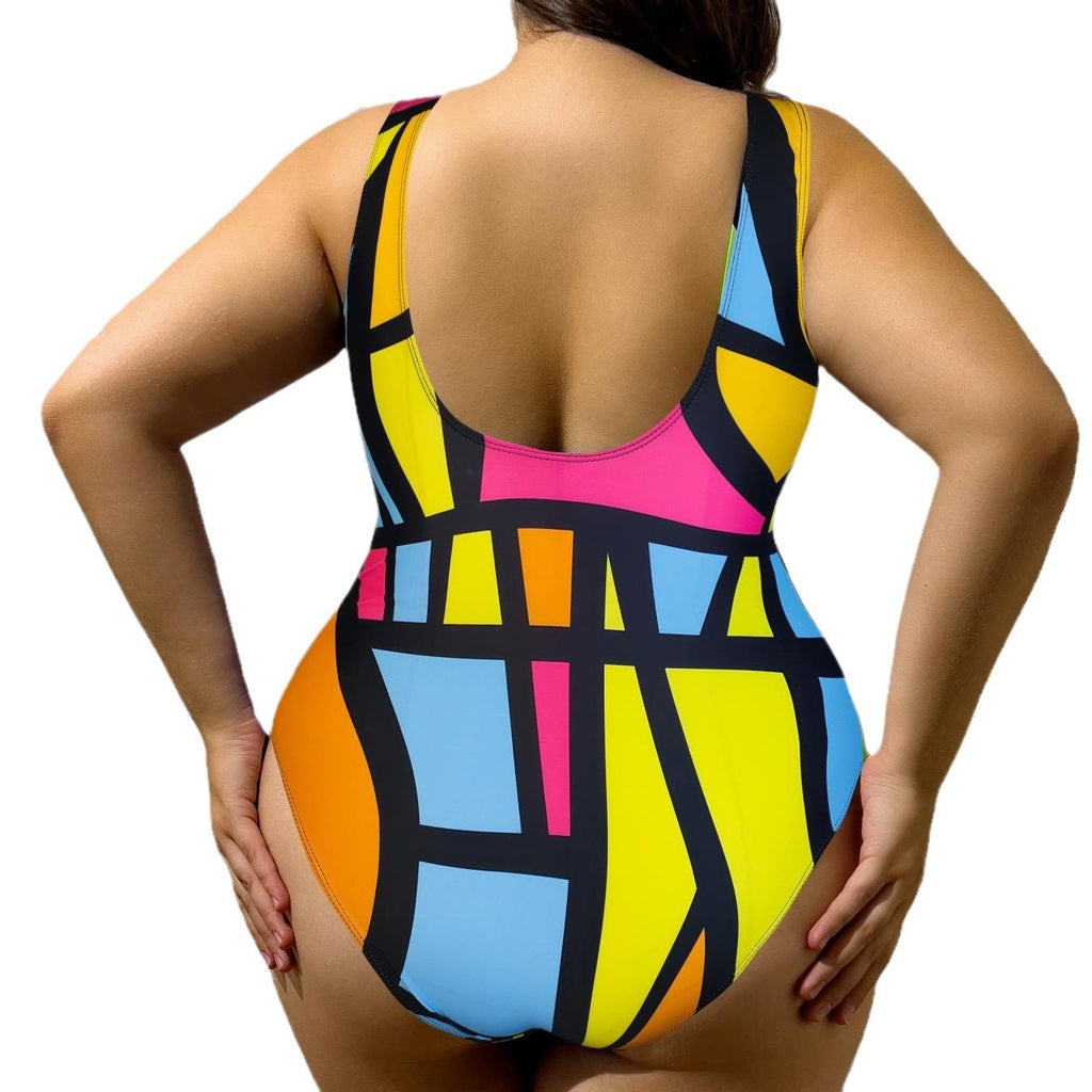 2024 Plus Size Leopard Print High-Waist Bikini Set