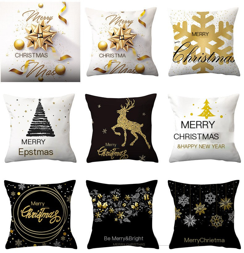 Nordic Style Gold Foil Christmas Cushion Cover Set
