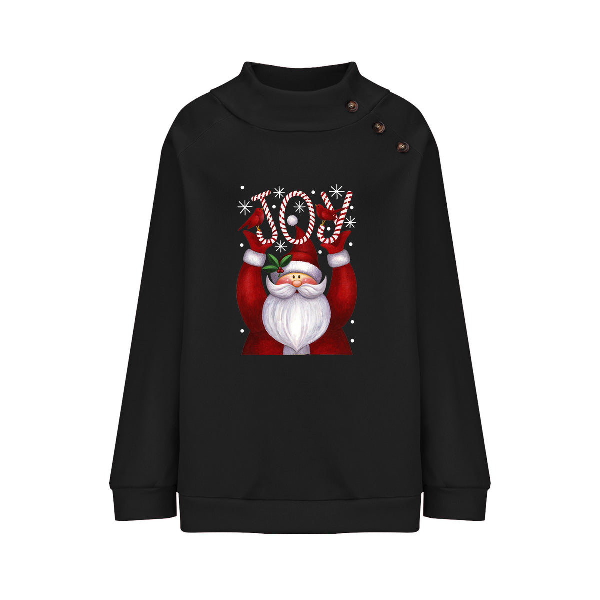 Printed Button Christmas Long Sleeve Sweatshirt for Women | Streetwear