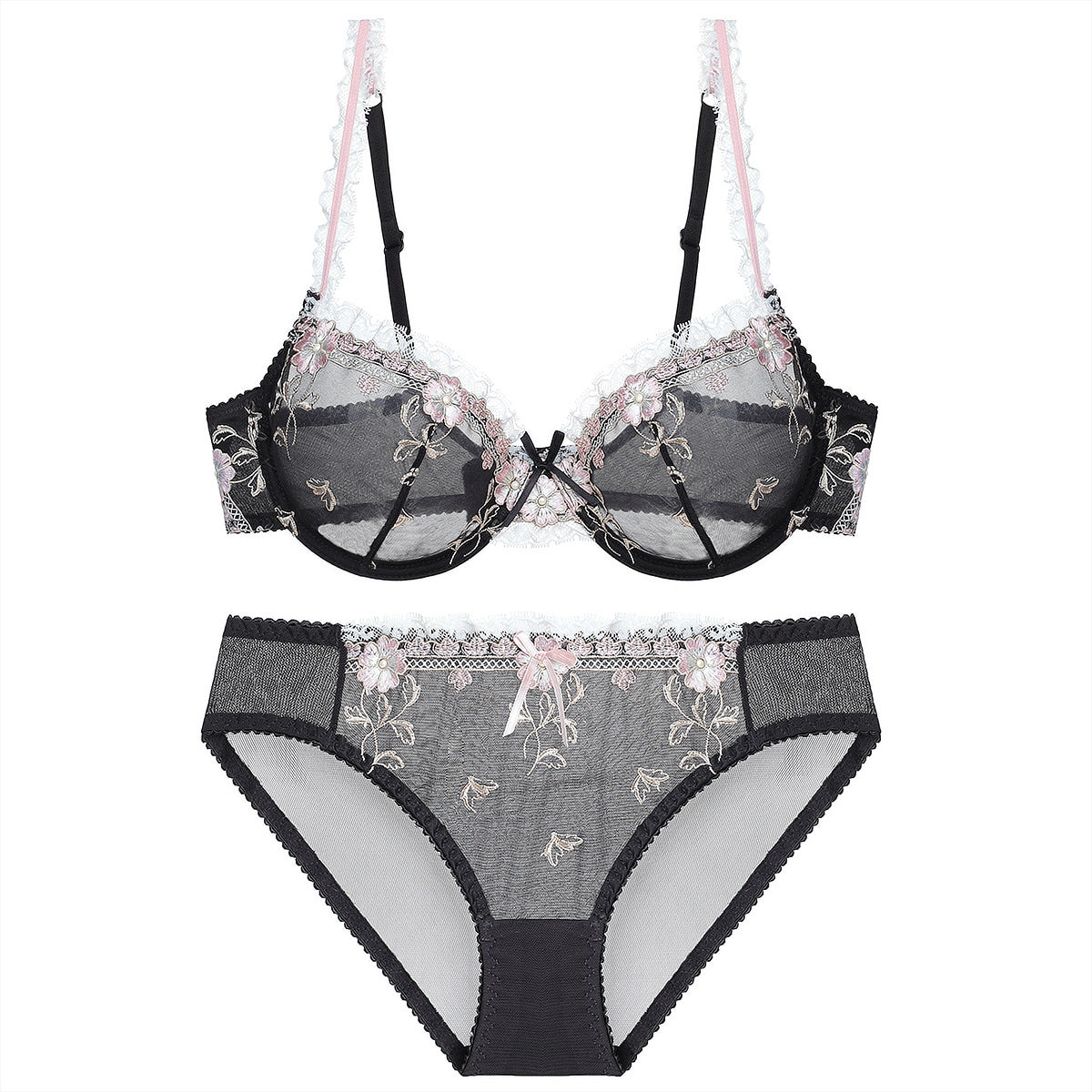 Exquisite Pink Lace Bra - Ultra-thin Large Size