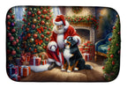 Bernese Mountain Dog and Santa Claus Dish Drying Mat
