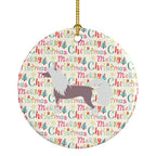 Chinese Crested Merry Christmas Ceramic Ornament